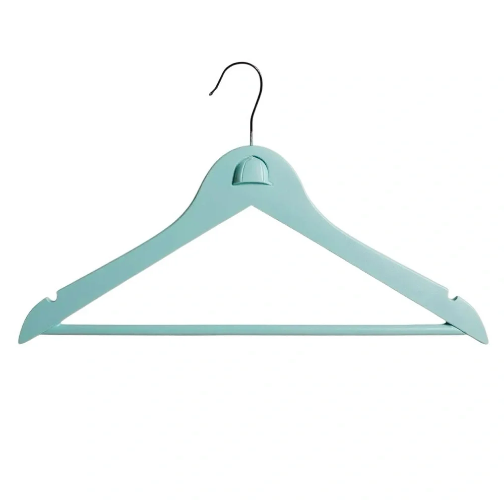 Teal Hanger with Angled Shoulders for the Equestrian attire adorned with helmet.